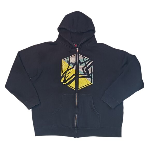 Alpine Stars Mens XL Hoodie Black Hooded Drawstring Full Zip Graphic Jacket - Picture 3 of 6